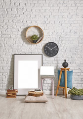 frame, computer and chair decoration with modern  background