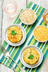Zucchini lentils oats parsley fritters