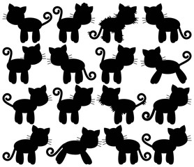 Vector Collection of Cute Cat or Kitten Silhouettes