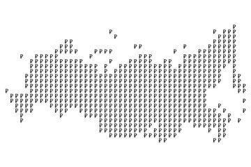 Карта Российской Федерации, выполненная из знаков рубля. Карта обращения Российского рубля.