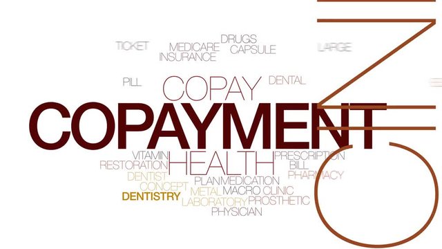 Copayment animated word cloud, text design animation. Kinetic typography.