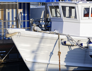 detail of a white fishing boat