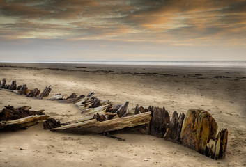 The Shipwreck on Pendine Sands, Carmarthenshire, Wales. 
