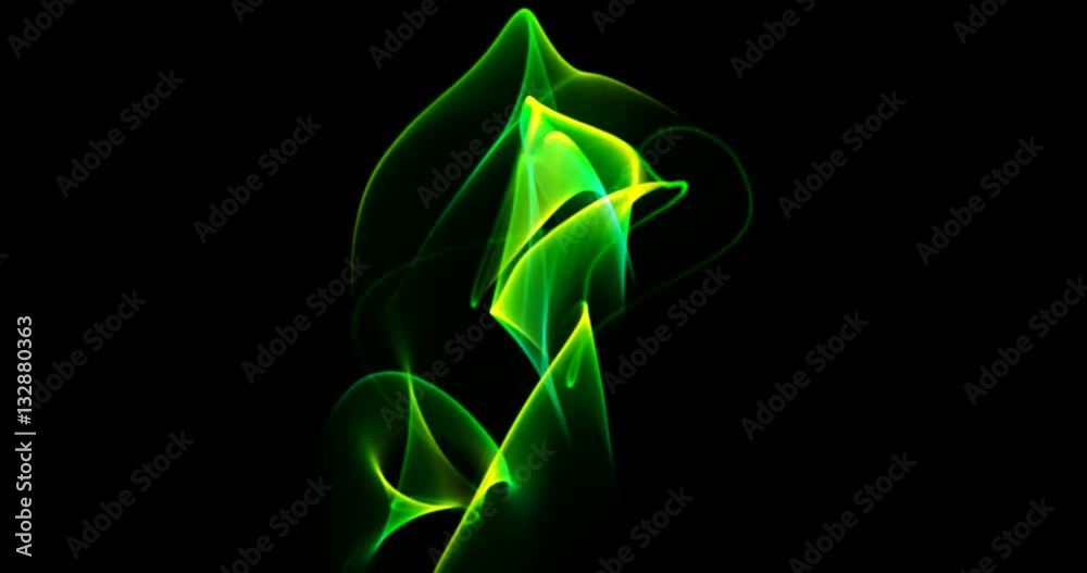 Wall mural green dancing lights aurora 4k particle rendered background intro clip