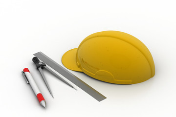 Architectural Drawing Tools with safety hat