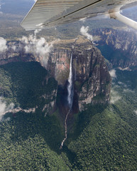 Fototapeta premium The view from the plane of the source of the river supply Angel Falls is worlds highest waterfalls (978 m) - Venezuela, South America
