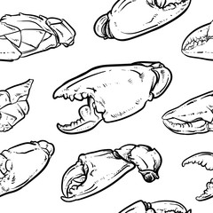 crab pattern including seamless on white background. seafood.