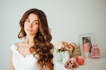 Beautiful bride. Wedding hairstyle and make up.