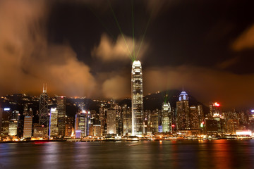Obraz premium Hong Kong Harbor at Night Lightshow from Kowloon