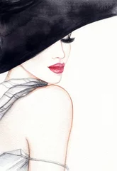 Photo sur Plexiglas Visage aquarelle Woman portrait. Fashion illustration. Watercolor painting