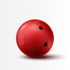 Red Bowling Ball isolated on transparent background. Vector