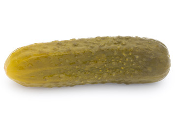 Marinated pickled cucumbers isolated on the white.