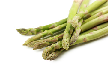 Fresh green asparagus isolated on a white
