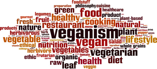 Veganism word cloud concept. Vector illustration