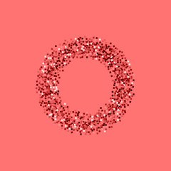 Red gold glitter. Smal bagel on pink background. Vector illustration.
