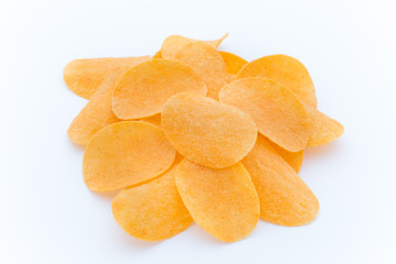 Potato chips on the papric. Eco food.