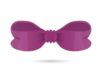 Purple bow. Vector illustration on white background. Can be use for parties, gifts, greetings, holidays, cards design, etc.