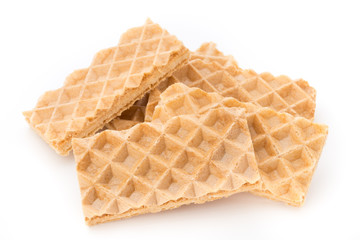 Waffle with crem isolated on white background.