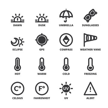 The weather. Forecast symbols 2 flat symbols. Black