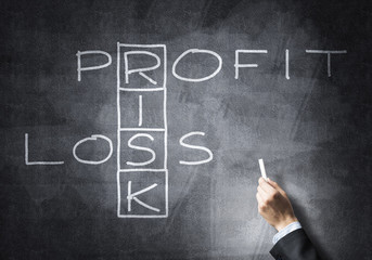 Seminar trainer draw on chalkboard