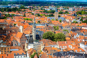 Fototapeta na wymiar Panoramic view in Bruges