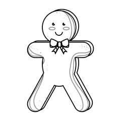 happy merry christmas ginger cookie card vector illustration design