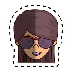 cute woman character icon vector illustration design