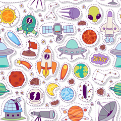 Astronomy space vector seamless pattern.