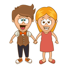 cute couple character sixty style vector illustration design