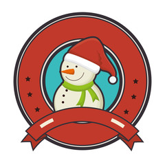 happy merry christmas snowman card vector illustration design