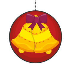 happy merry christmas bell card vector illustration design
