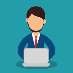 business people with laptop training icon vector illustration design