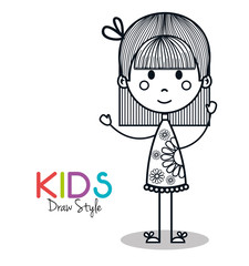 cute little girl drawing vector illustration design
