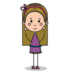 cute little girl drawing vector illustration design