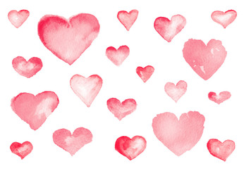 Cute Hearts. Watercolor drawing