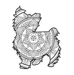 Fototapeta premium Vector illustration of a mandala dog for coloring book, cane mandala vettoriale da colorare