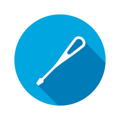 Tool icon. Screwdriver, turnscrew instrument. Industrial, fixing, support hardware service symbol. White sign on round flat button. Vector  