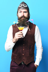 Fototapeta premium serious handsome bearded pilot