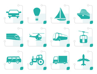 Stylized Transportation and travel icons - vector icon set