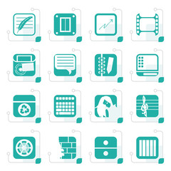 Stylized Business, Office and Mobile phone icons - Vector Icon Set