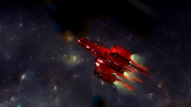 Computer generated, flying through space debris, Space ship, sci-fi concept  spacecraft.	