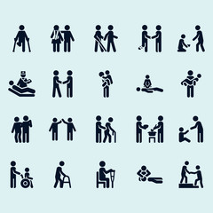 Stick Figures. Rescuers and helpers pictograms.