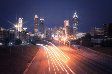 Naklejka premium Atlanta city night skyline