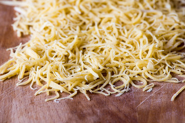 Homemade noodles on the table in natural light