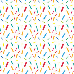 Festive confetti seamless pattern. Modern, geometric repeating texture. Memphis style endless background. Vector illustration