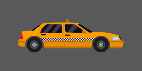 City road yellow taxi transport vector illustration.