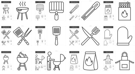Barbecue line icon set.