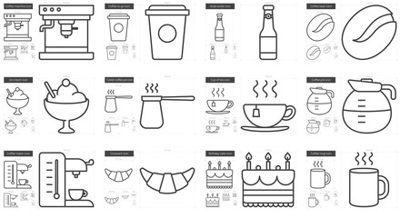 Junk food line icon set.