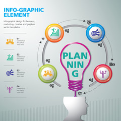 BULB ICON WITH IDEA CONCEPT. INFO GRAPHIC for business, marketing, creative, web design and graphics. Info-graphic inspire to drive your business project. Vector illustration. 