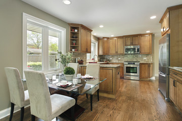 Kitchen with oak wood cabinetry